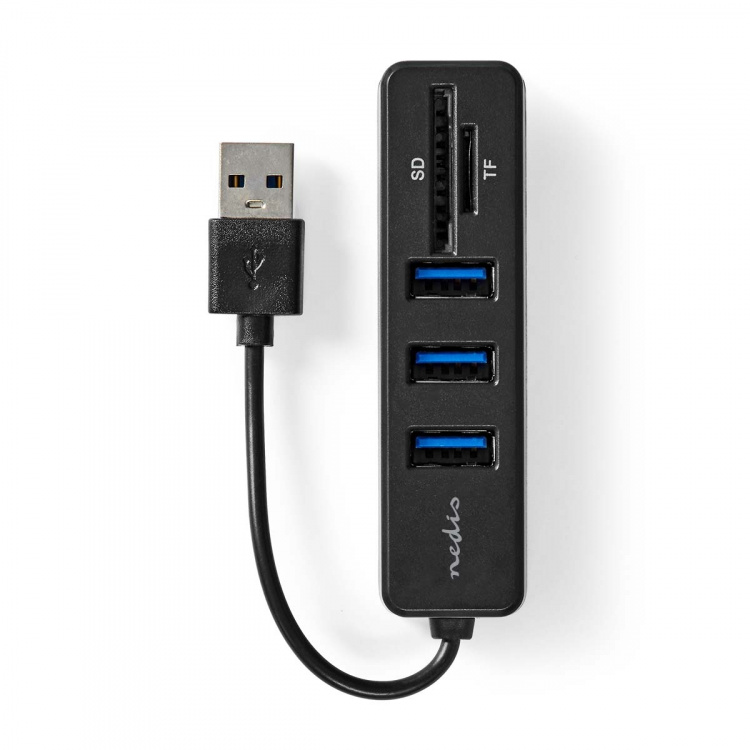 Nedis USB-Hub | 1x USB-A | 3x USB A Female | 5-Poorts poort(en) | USB 2.0 | USB Gevoed | SD & MicroSD Nedis USB-Hub | 1x USB-A | 3x USB A Female | 5-Poorts poort(en) | USB 2.0 | USB Gevoed | SD & MicroSD