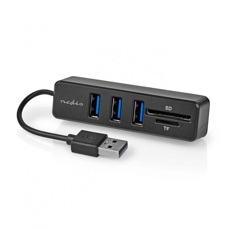 Nedis USB-Hub | 1x USB-A | 3x USB A Female | 5-Poorts poort(en) | USB 2.0 | USB Gevoed | SD & MicroSD Nedis USB-Hub | 1x USB-A | 3x USB A Female | 5-Poorts poort(en) | USB 2.0 | USB Gevoed | SD & MicroSD