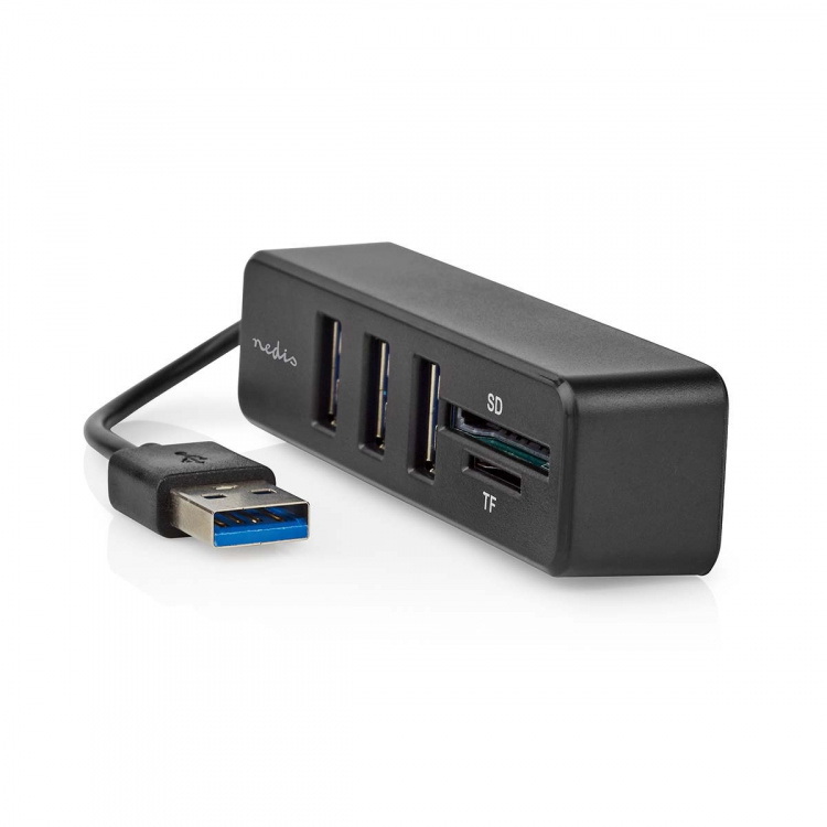 Nedis USB-Hub | 1x USB-A | 3x USB A Female | 5-Poorts poort(en) | USB 2.0 | USB Gevoed | SD & MicroSD Nedis USB-Hub | 1x USB-A | 3x USB A Female | 5-Poorts poort(en) | USB 2.0 | USB Gevoed | SD & MicroSD
