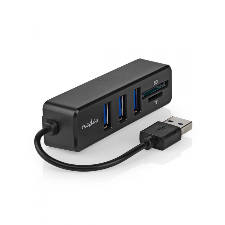 Nedis USB-Hub | 1x USB-A | 3x USB A Female | 5-Poorts poort(en) | USB 2.0 | USB Gevoed | SD & MicroSD Nedis USB-Hub | 1x USB-A | 3x USB A Female | 5-Poorts poort(en) | USB 2.0 | USB Gevoed | SD & MicroSD