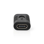 Nedis USB-C™ Adapter | USB 3.2 Gen 2 | USB-C™ Female | USB-C™ Female | 4K@60Hz | 10 Gbps | Rond | Vernikkeld | Zwart | Doos