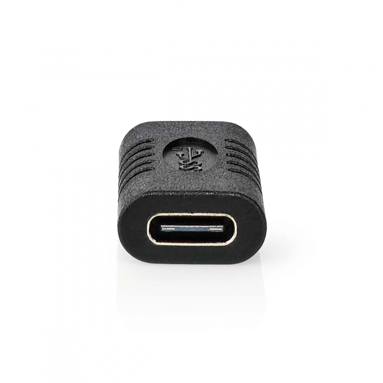 Nedis USB-C™ Adapter | USB 3.2 Gen 2 | USB-C™ Female | USB-C™ Female | 4K@60Hz | 10 Gbps | Rond | Vernikkeld | Zwart | Doos