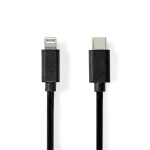 Nedis Lightning Kabel | USB 2.0 | Apple Lightning 8-Pins | USB-C™ Male | 480 Mbps | Vernikkeld | 1.00 m | Rond | PVC | Zwart | Label Nedis Lightning Kabel | USB 2.0 | Apple Lightning 8-Pins | USB-C™ Male | 480 Mbps | Vernikkeld | 1.00 m | Rond | PVC | Zwart | Label