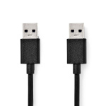 Nedis USB-Kabel | USB 3.2 Gen 1 | USB-A Male | USB-A Male | 5 Gbps | Vernikkeld | 1.00 m | Rond | PVC | Zwart | Label