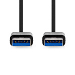 Nedis USB-Kabel | USB 3.2 Gen 1 | USB-A Male | USB-A Male | 5 Gbps | Vernikkeld | 1.00 m | Rond | PVC | Zwart | Label