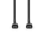 Nedis USB-Kabel | USB 4.0 Gen 2x2 | USB-C™ Male | USB-C™ Male | 240 W | 8K@60Hz | 20 Gbps | Vernikkeld | 2.00 m | Rond | PVC | Zwart | Label