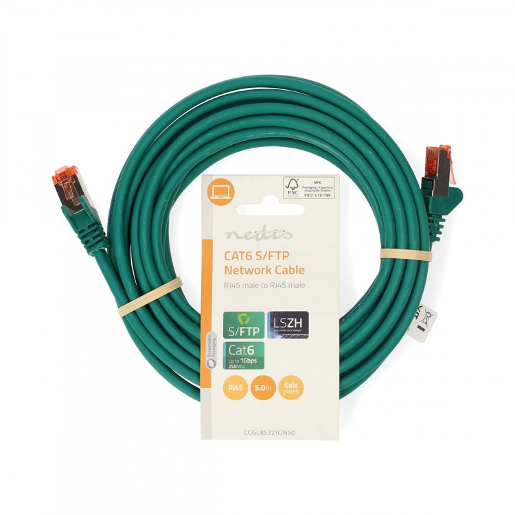 Nedis CAT6 Netwerkkabel | RJ45 Male | RJ45 Male | S/FTP | 5.00 m | Rond | LSZH | Groen | Label