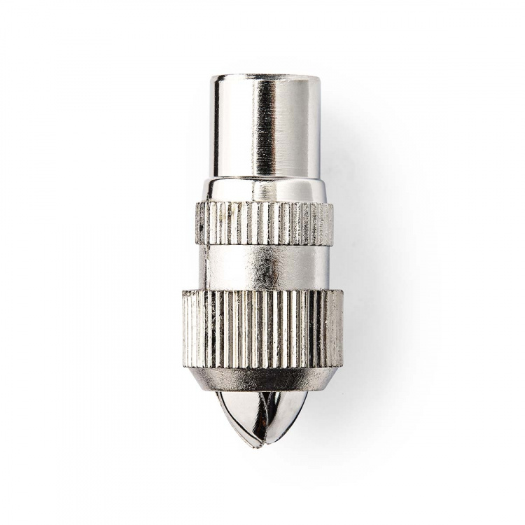 Nedis IEC (Coax) Connector | Recht | Male | Vernikkeld | 75 Ohm | Schroef | Diameter kabelinvoer: 7.0 mm | Metaal | Zilver | 2 Stuks | Doos