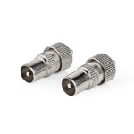 Nedis IEC (Coax) Connector | Recht | Male | Vernikkeld | 75 Ohm | Schroef | Diameter kabelinvoer: 7.0 mm | Metaal | Zilver | 2 Stuks | Doos