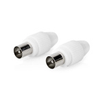 Nedis IEC (Coax) Connector | Recht | Male | Vernikkeld | 75 Ohm | Schroef | Diameter kabelinvoer: 7.0 mm | Metaal / Polyvinylchloride (PVC) | Wit | 2 Stuks | Doos Nedis IEC (Coax) Connector | Recht | Male | Vernikkeld | 75 Ohm | Schroef | Diameter kabelinvoer: 7.0 mm | Metaal / Polyvinylchloride (PVC) | Wit | 2 Stuks | Doos