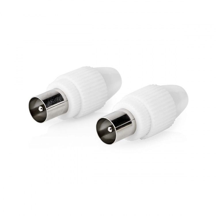 Nedis IEC (Coax) Connector | Recht | Male | Vernikkeld | 75 Ohm | Schroef | Diameter kabelinvoer: 7.0 mm | Metaal / Polyvinylchloride (PVC) | Wit | 2 Stuks | Doos Nedis IEC (Coax) Connector | Recht | Male | Vernikkeld | 75 Ohm | Schroef | Diameter kabelinvoer: 7.0 mm | Metaal / Polyvinylchloride (PVC) | Wit | 2 Stuks | Doos
