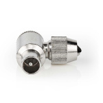 Nedis IEC (Coax) Connector | 90° Gehoekt | Male | Vernikkeld | 75 Ohm | Schroef | Diameter kabelinvoer: 7.0 mm | Metaal | Zilver | 2 Stuks | Doos Nedis IEC (Coax) Connector | 90° Gehoekt | Male | Vernikkeld | 75 Ohm | Schroef | Diameter kabelinvoer: 7.0 mm | Metaal | Zilver | 2 Stuks | Doos