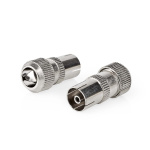 Nedis IEC (Coax) Connector | Recht | Female | Vernikkeld | 75 Ohm | Schroef | Diameter kabelinvoer: 7.0 mm | Metaal | Zilver | 2 Stuks | Doos