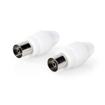 Nedis IEC (Coax) Connector | Recht | Female | Vernikkeld | 75 Ohm | Schroef | Diameter kabelinvoer: 7.0 mm | Metaal / Polyvinylchloride (PVC) | Wit | 2 Stuks | Doos Nedis IEC (Coax) Connector | Recht | Female | Vernikkeld | 75 Ohm | Schroef | Diameter kabelinvoer: 7.0 mm | Metaal / Polyvinylchloride (PVC) | Wit | 2 Stuks | Doos