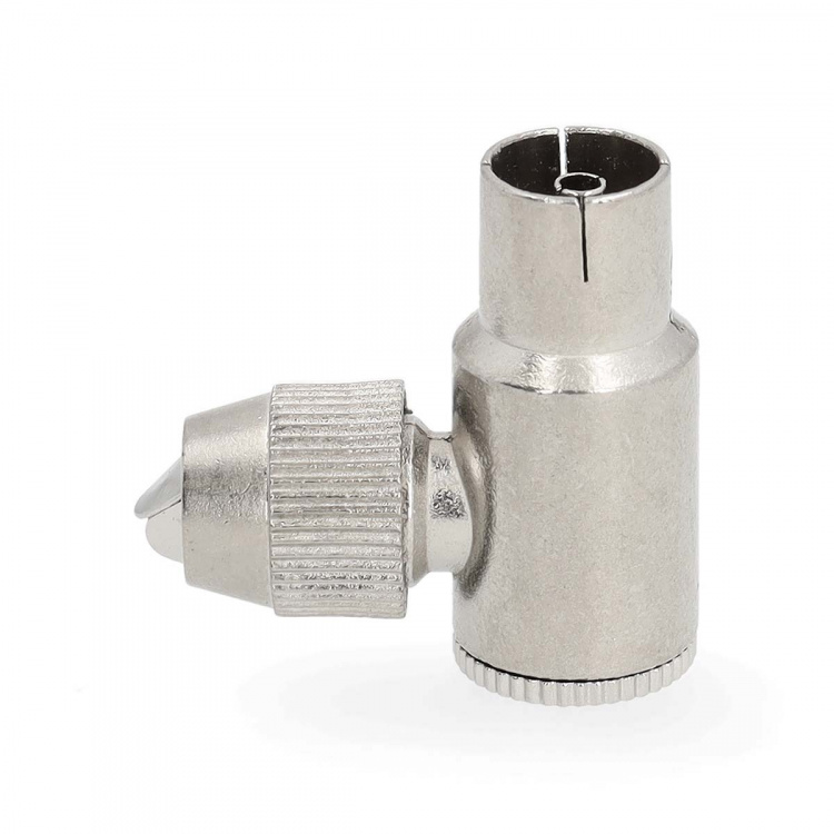 Nedis IEC (Coax) Connector | 90° Gehoekt | Female | Vernikkeld | 75 Ohm | Schroef | Diameter kabelinvoer: 7.0 mm | Metaal | Zilver | 2 Stuks | Gift Box met Euro Lock Nedis IEC (Coax) Connector | 90° Gehoekt | Female | Vernikkeld | 75 Ohm | Schroef | Diameter kabelinvoer: 7.0 mm | Metaal | Zilver | 2 Stuks | Gift Box met Euro Lock