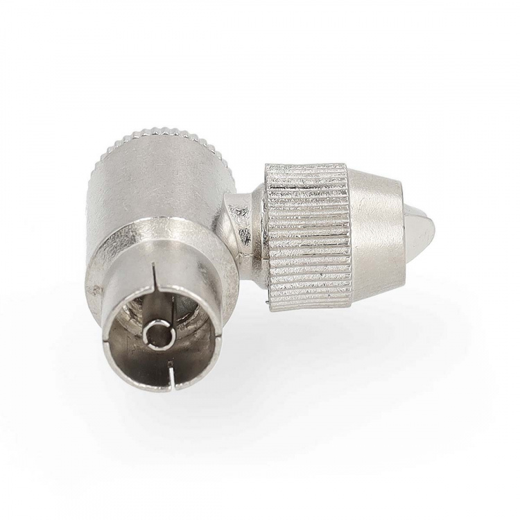 Nedis IEC (Coax) Connector | 90° Gehoekt | Female | Vernikkeld | 75 Ohm | Schroef | Diameter kabelinvoer: 7.0 mm | Metaal | Zilver | 2 Stuks | Gift Box met Euro Lock Nedis IEC (Coax) Connector | 90° Gehoekt | Female | Vernikkeld | 75 Ohm | Schroef | Diameter kabelinvoer: 7.0 mm | Metaal | Zilver | 2 Stuks | Gift Box met Euro Lock