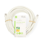 Nedis Coaxkabel | IEC (Coax) Male | IEC (Coax) Female | Vernikkeld | 120 dB | 75 Ohm | Viervoudig Afgeschermd | 10.0 m | Rond | PVC | Wit | Label