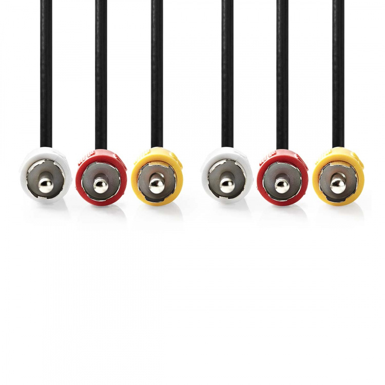 Nedis Composiet Videokabel | 3x RCA Male | 3x RCA Male | Vernikkeld | 480p | 2.00 m | Rond | PVC | Zwart | Label Nedis Composiet Videokabel | 3x RCA Male | 3x RCA Male | Vernikkeld | 480p | 2.00 m | Rond | PVC | Zwart | Label