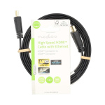 Nedis High Speed HDMI™-Kabel met Ethernet | HDMI™ Connector | HDMI™ Connector | 4K@30Hz | 10.2 Gbps | 1.50 m | Plat | PVC | Zwart | Label Nedis High Speed HDMI™-Kabel met Ethernet | HDMI™ Connector | HDMI™ Connector | 4K@30Hz | 10.2 Gbps | 1.50 m | Plat | PVC | Zwart | Label
