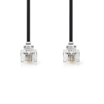 Nedis Telecomkabel | RJ11 Male | RJ11 Male | 10.0 m | Kabel design: Plat | Goud Verguld | Kabeltype: RJ11 | Zwart | Label