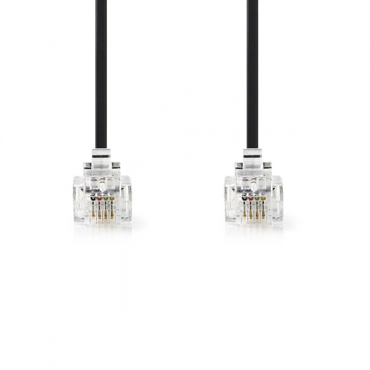 Nedis Telecomkabel | RJ11 Male | RJ11 Male | 10.0 m | Kabel design: Plat | Goud Verguld | Kabeltype: RJ11 | Zwart | Label