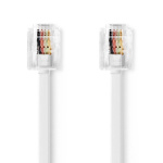 Nedis Telecomkabel | RJ11 Male | RJ11 Male | 10.0 m | Kabel design: Plat | Goud Verguld | Kabeltype: RJ11 | Wit | Label