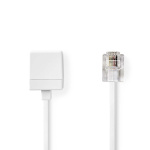 Nedis Telecomverlengkabel | RJ11 Male | RJ11 Female | 10.0 m | Kabel design: Plat | Connectorplating: Goud Verguld | Kabeltype: RJ11 | Wit | Label