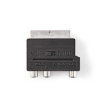 Nedis SCART-Adapter | SCART Male | S-Video Female / 3x RCA Female | Vernikkeld | Schakelbaar | ABS | Zwart | 1 Stuks | Doos