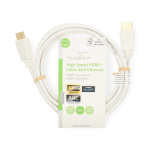 Nedis High Speed ​​HDMI™-Kabel met Ethernet | HDMI™ Connector | HDMI™ Connector | 4K@60Hz | ARC | 18 Gbps | 2.00 m | Rond | PVC | Wit | Label