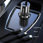 Dudao R5ProN car adapter 17Watt Lightning/USB-C/USB Micro 1m