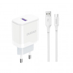 Dudao A20EU USB-A 18W mains charger - white + USB-A - USB-C cable