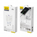 Dudao A20EU USB-A 18W mains charger - white + USB-A - USB-C cable
