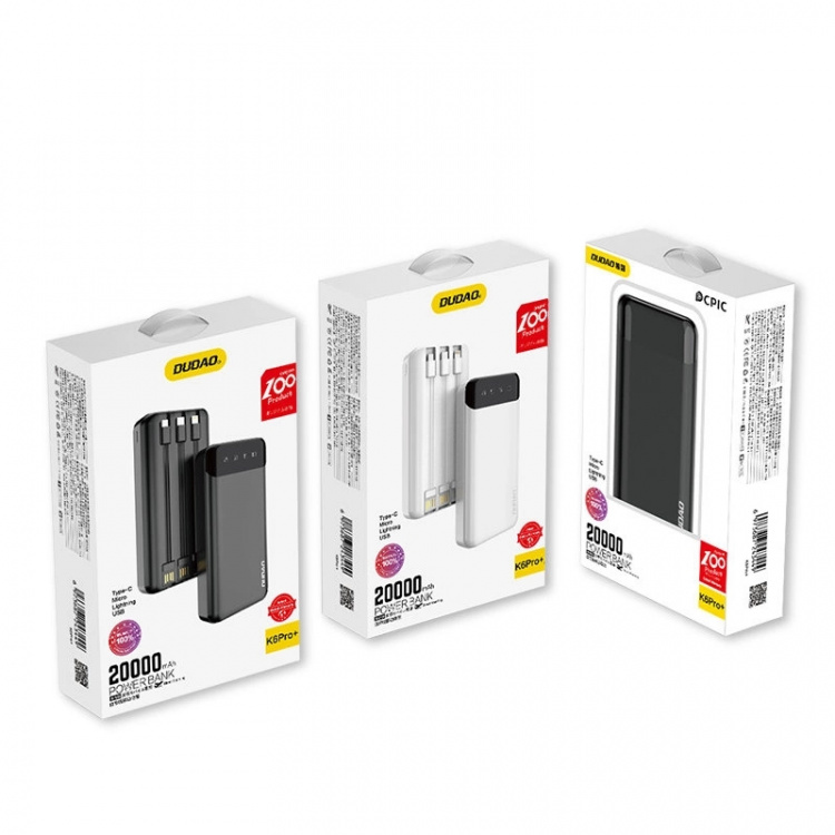 Dudao Powerbank Dudao K6 Pro+ 20000 mAh White-Black Dudao Powerbank Dudao K6 Pro+ 20000 mAh White-Black