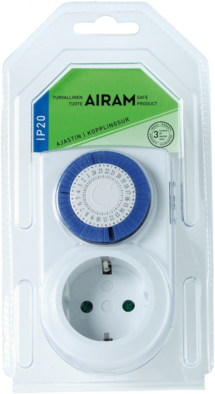 Airam TIMER MINI IP20 24H, VERDELING 30 MIN Airam TIMER MINI IP20 24H, VERDELING 30 MIN