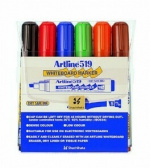 Artline set whiteboardstiften, schuine punt, 6 kleuren Artline set whiteboardstiften, schuine punt, 6 kleuren