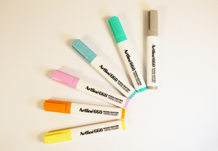 Artline Highlighter 660 Pastel markeerpotloden, set van 6 Artline Highlighter 660 Pastel markeerpotloden, set van 6