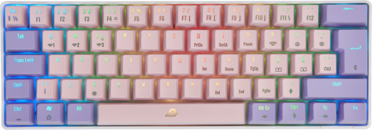 Blackstorm RGB Mech 2 Dual Mode 60% gaming toetsenbord, hot swap Outemu Red schakelaars, roze/paars