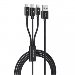 Devia kabel 3in1 Gracious EC048 USB - Lightning + USB-C + MicroUSB 1,2 m 3A zwart