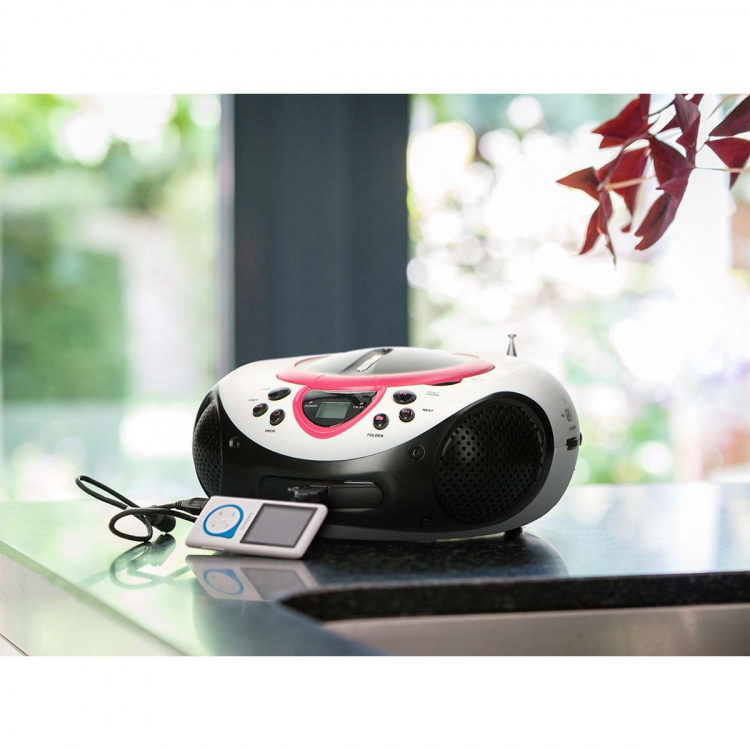 Lenco Draagbare FM-radio CD- en USB-speler Roze Lenco Draagbare FM-radio CD- en USB-speler Roze