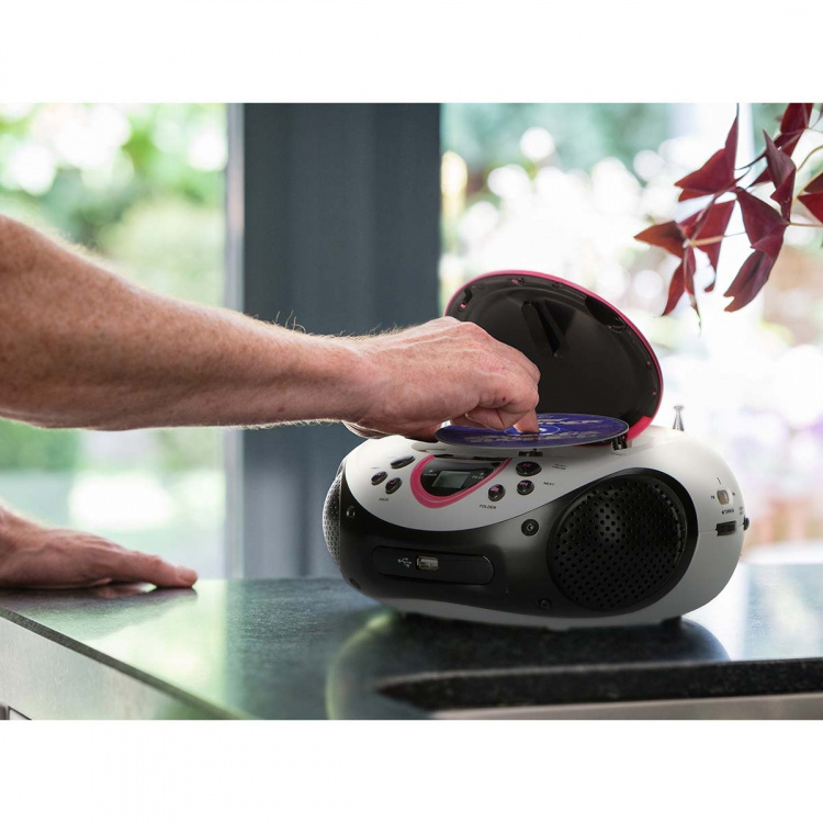 Lenco Draagbare FM-radio CD- en USB-speler Roze Lenco Draagbare FM-radio CD- en USB-speler Roze