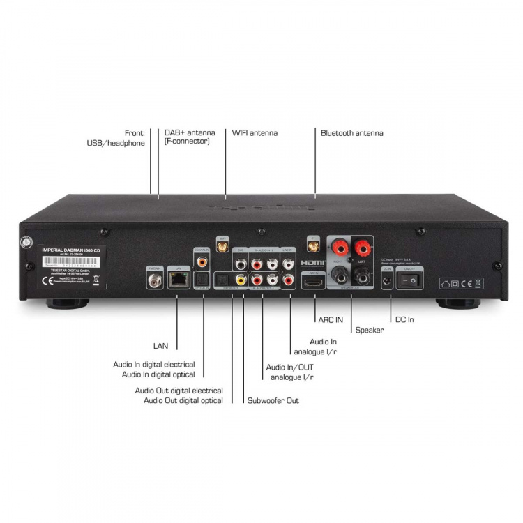 imperial DABMAN i560 CD Alles-in-één HiFi-systeem met versterker en CD-speler DAB+ / FM / Internet / Bluetooth Zwart