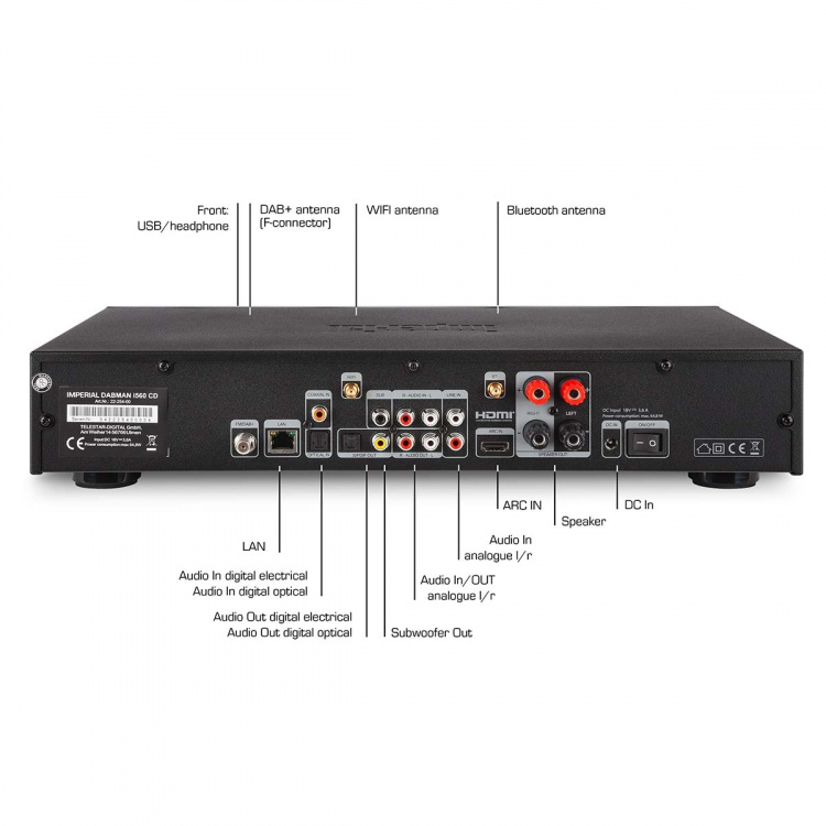 imperial DABMAN i560 CD Alles-in-één HiFi-systeem met versterker en CD-speler DAB+ / FM / Internet / Bluetooth Zwart