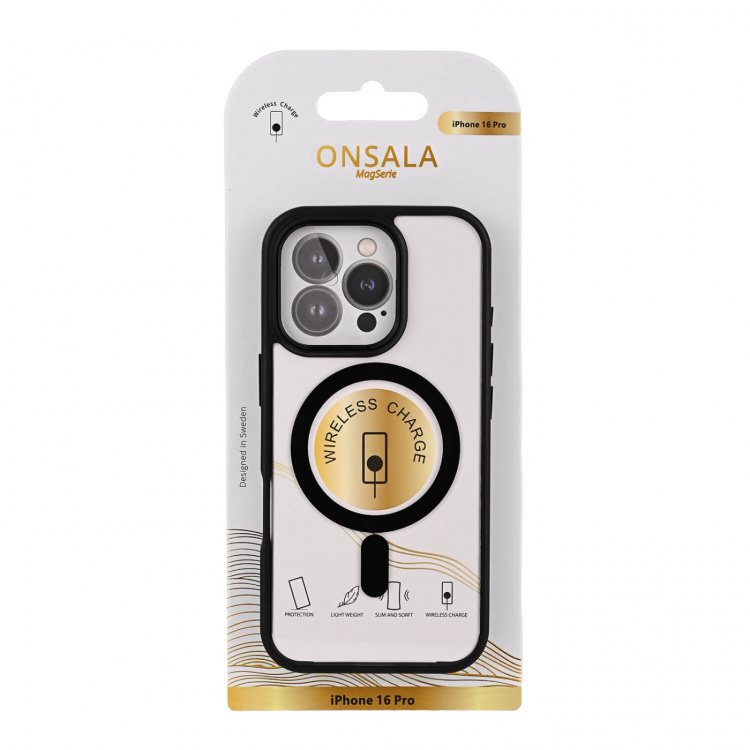 Onsala Mobilskal Bumper MagSeries Black & Clear - iPhone 16 Pro Onsala Mobilskal Bumper MagSeries Black & Clear - iPhone 16 Pro