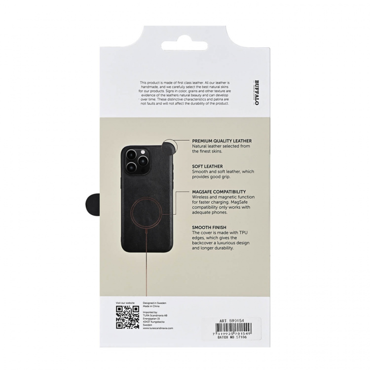 Buffalo Mobilskal Läder MagSeries Svart - iPhone 16 Pro Max