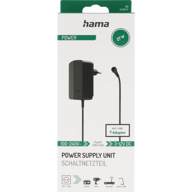 Hama Strömförsörjningsenhet Universal 2250mA/27W Svart