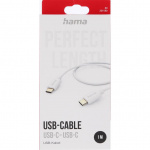 Hama Laddningskabel USB-C till USB-C 1,0m Vit Hama Laddningskabel USB-C till USB-C 1,0m Vit