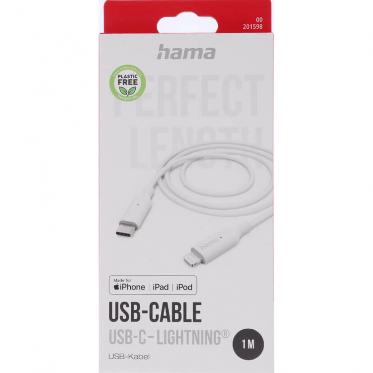 Hama Laddningskabel USB-C till Lightning 1,0m Vit Hama Laddningskabel USB-C till Lightning 1,0m Vit