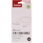 Hama Laddningskabel USB-C till USB-C eller Lightning 1,5 m Vit Hama Laddningskabel USB-C till USB-C eller Lightning 1,5 m Vit