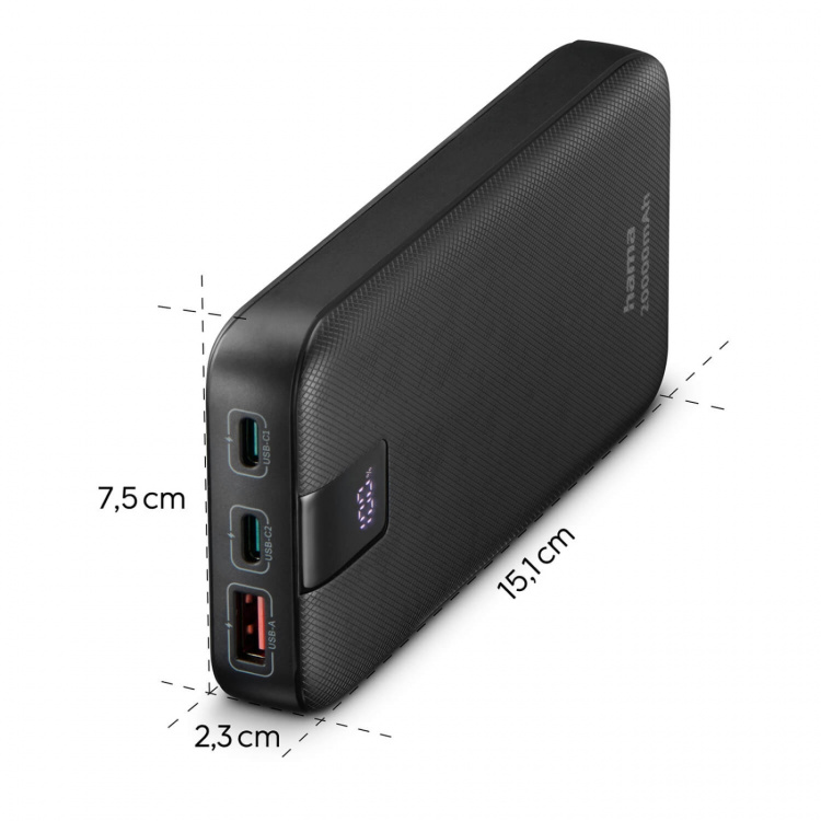 Hama Powerbank PD 20000mAh 2xUSB-C+1xUSB-A Antracit
