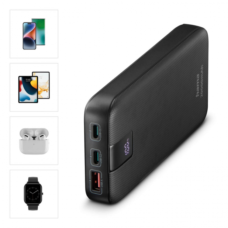 Hama Powerbank PD 20000mAh 2xUSB-C+1xUSB-A Antracit